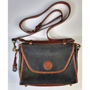 Vintage Timberland Leather Saddle Bag Crossbody Purse Black Brown USA 8x11
